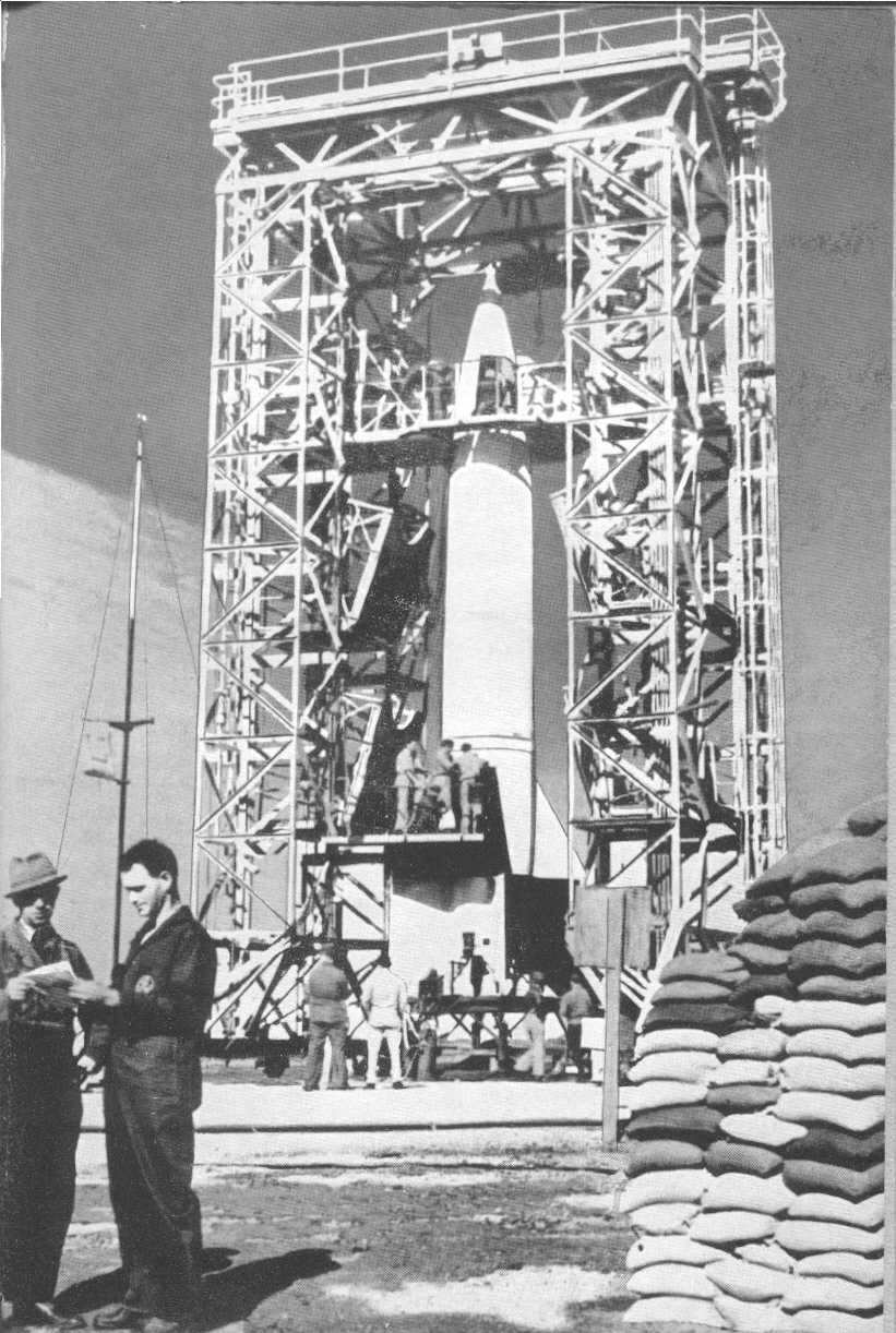 Rocket preparing for launch at White Sands