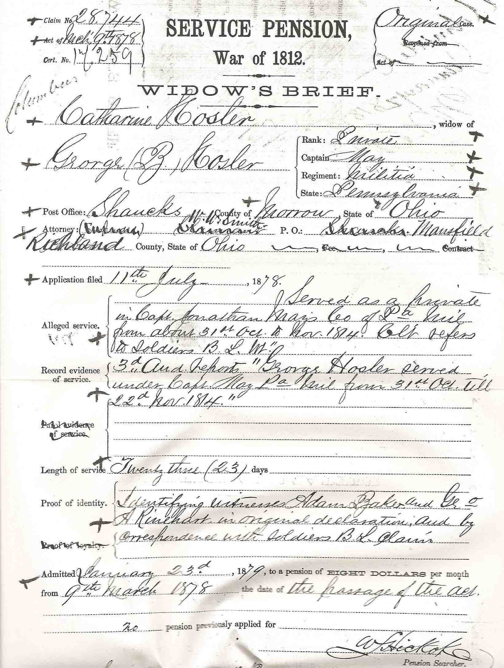 1812 pension