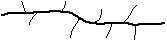 Polymer structure with a central backbone chain and irregular branching side chains.