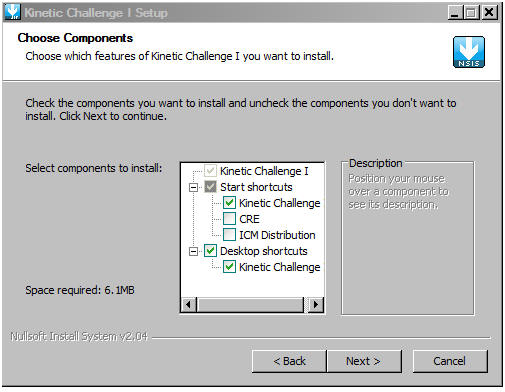 choose components screen