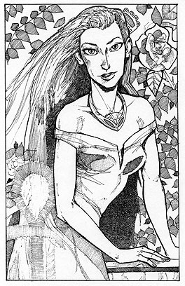 Ink portrait of 
	Ariana