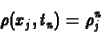 \begin{displaymath}
\rho(x_j,t_n)=\rho^n_j
\end{displaymath}