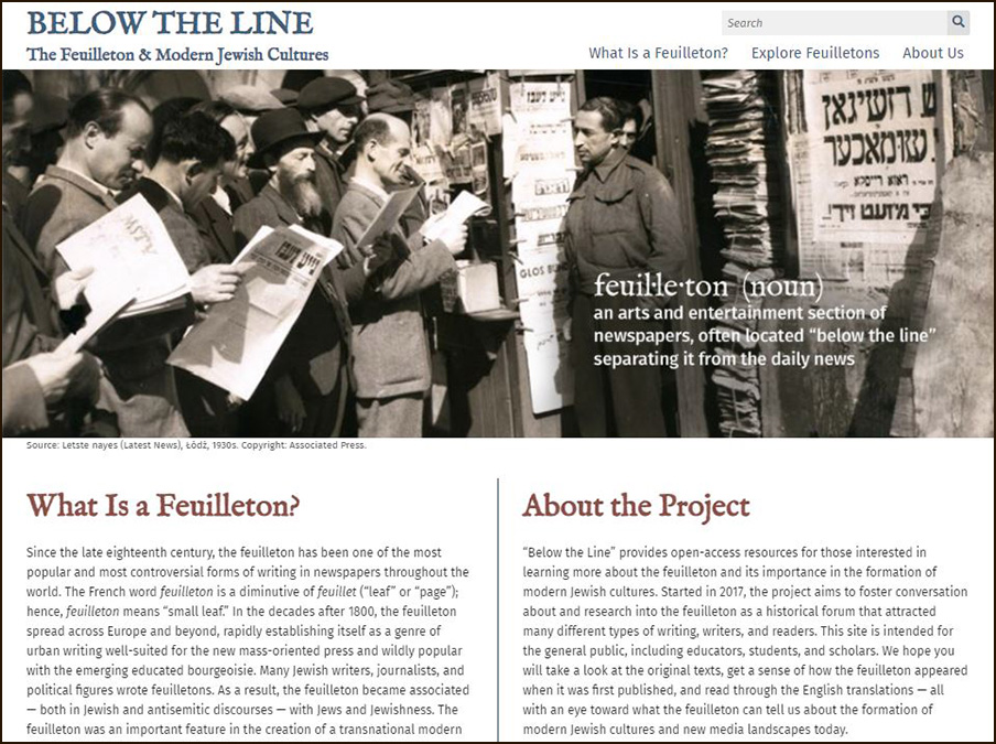 Below the Line: The Feuilleton and Modern Jewish Culture