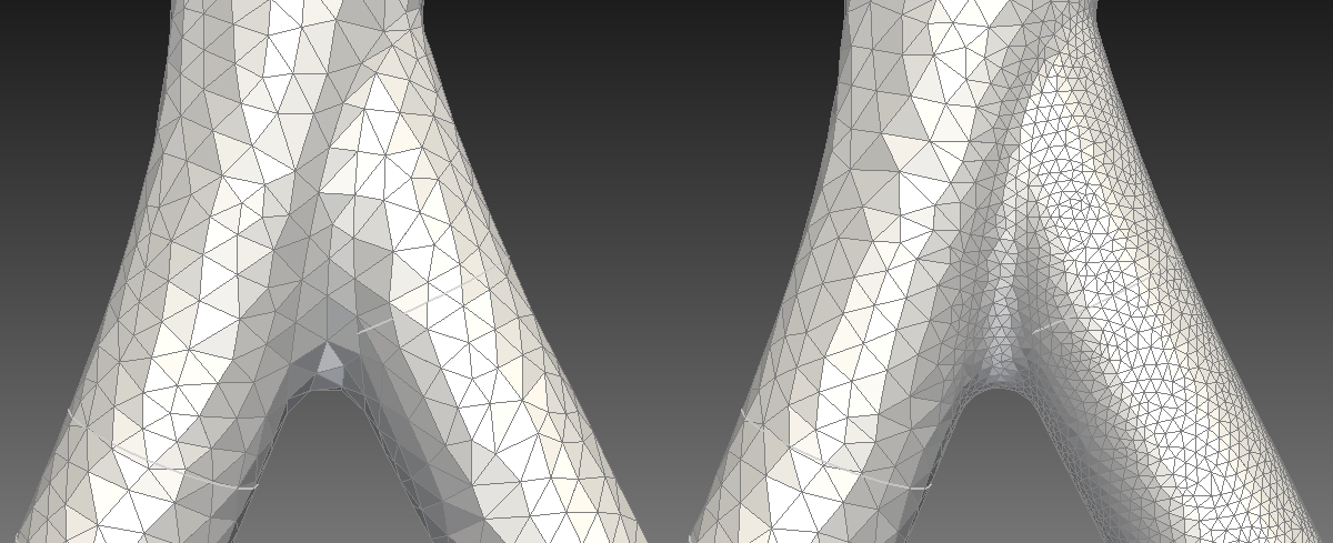 Comparison of mesh without [left] and with [right] local
refinement.