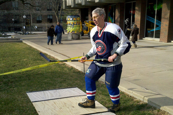Brad Orr playing Hockey with Visitors
