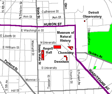Detail of Main Campus Area of Ann Arbor