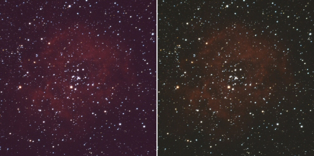 Before and after setting color balance