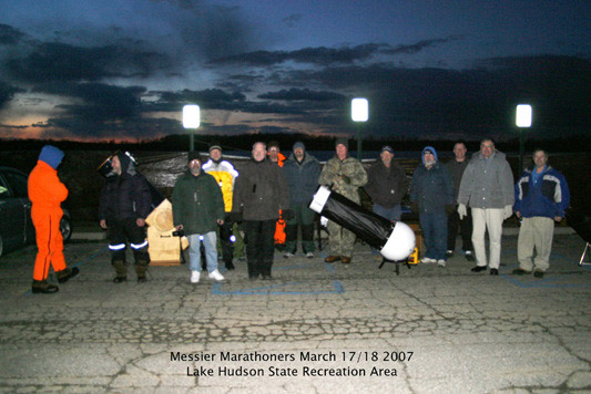Messier Marathon, Saturday April 5, 2008. Lake Hudson State Recreation Area, Michigan.