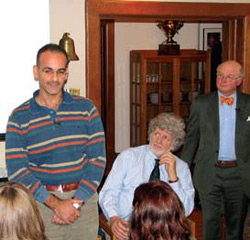 Ali Adeeb Al Naemi, left, John F. Burns, and Charles
Eisendrath at the Iraq seminar held at Wallace House.