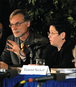 Lance Williams and Eve Burton at the
KWF public policy conference.