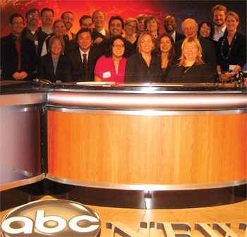 After the show, ’09 plays anchor
with Charles Gibson ’74.