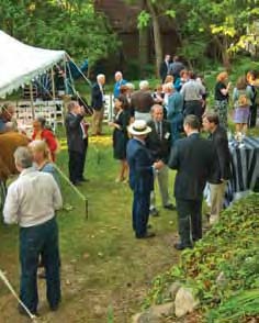 After the Hovey Lecture,
guest mingle in the garden.