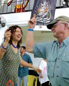 Brazilian Fellow Claudia Collucci ’10 teaches
Charles a thing or two about samba.