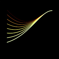 screenshot of several spline curves diverging from a shared starting point